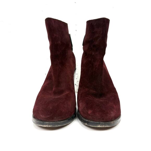 Rag & Bone Kerr Nubuck Ankle Boots Bordeaux Chunky Stacked Heel Taylor Swift 41 - Picture 5 of 15